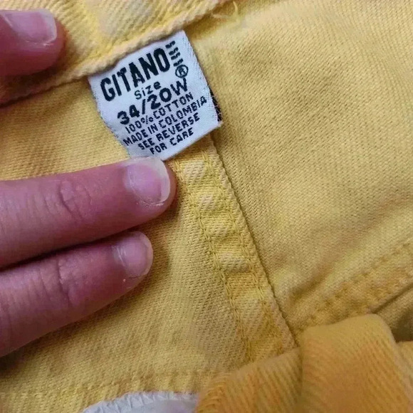Gitano👖90’s Vintage Denim High Waist Jeans golden Yellow Womens 34/20W - Picture 3 of 6